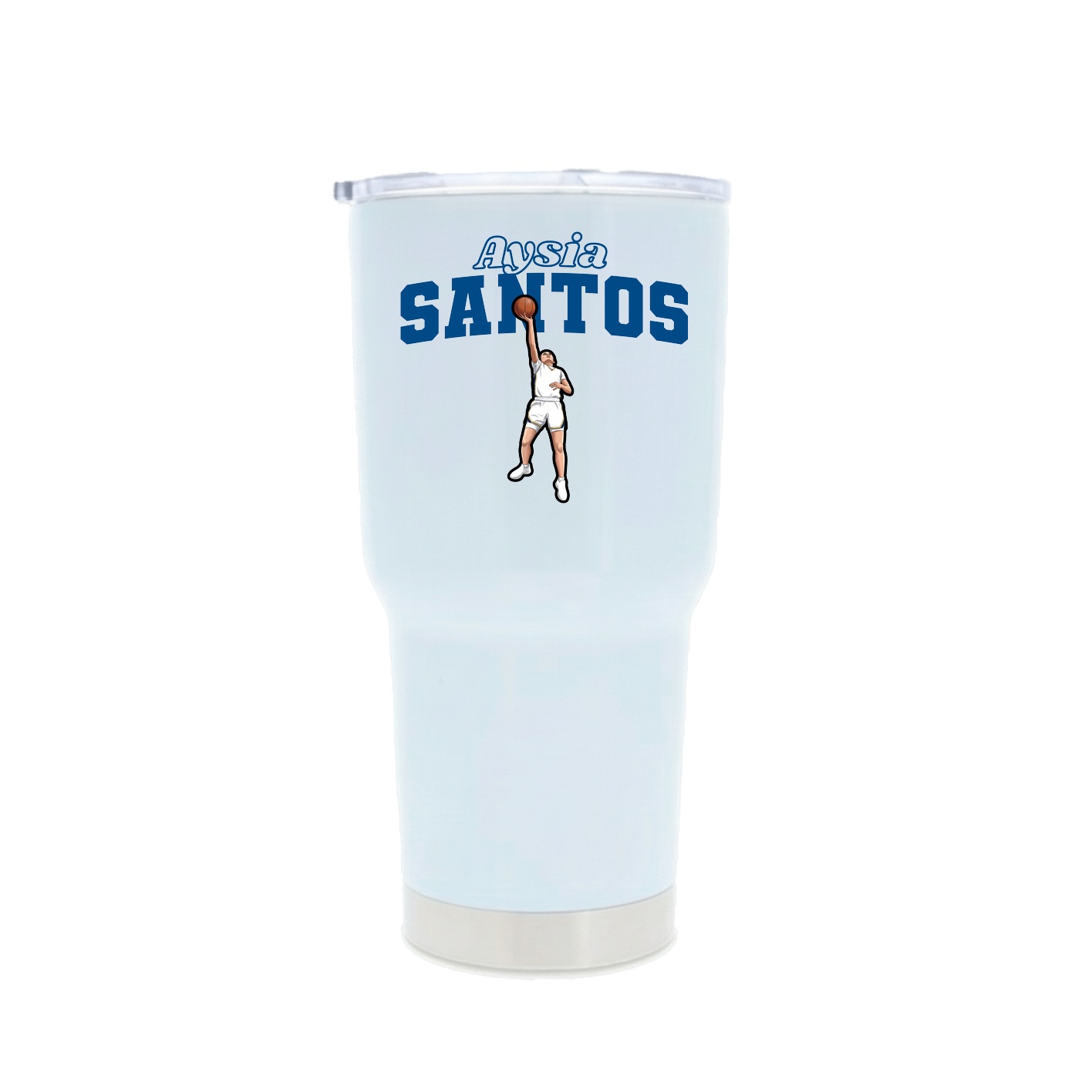 30oz Stainless Steel Tumbler — Name Arch in White
