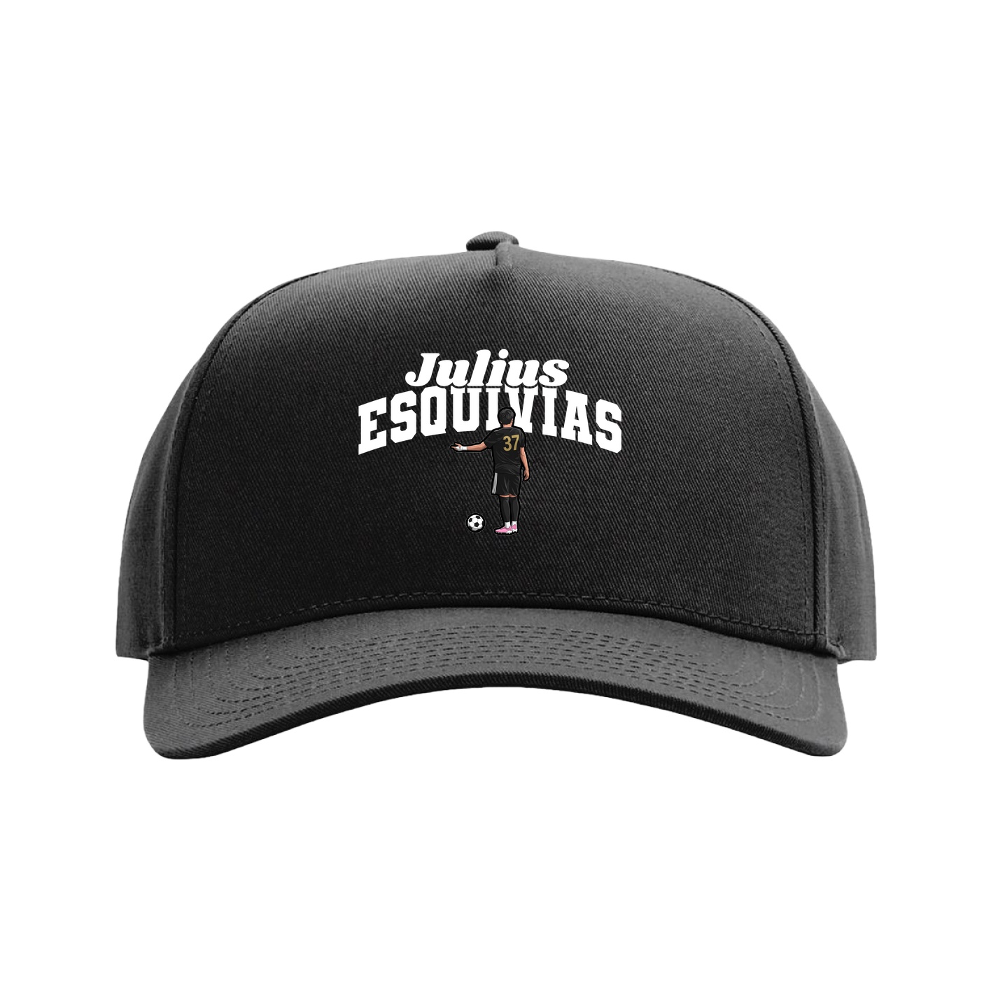 Full Fabric Five-Panel Champ Cap — Signature Arch in Black