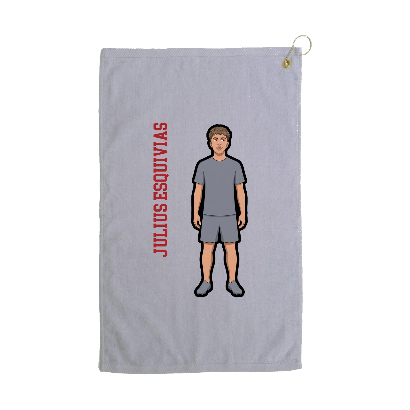 Golf Towel — Name Vertical in Grey