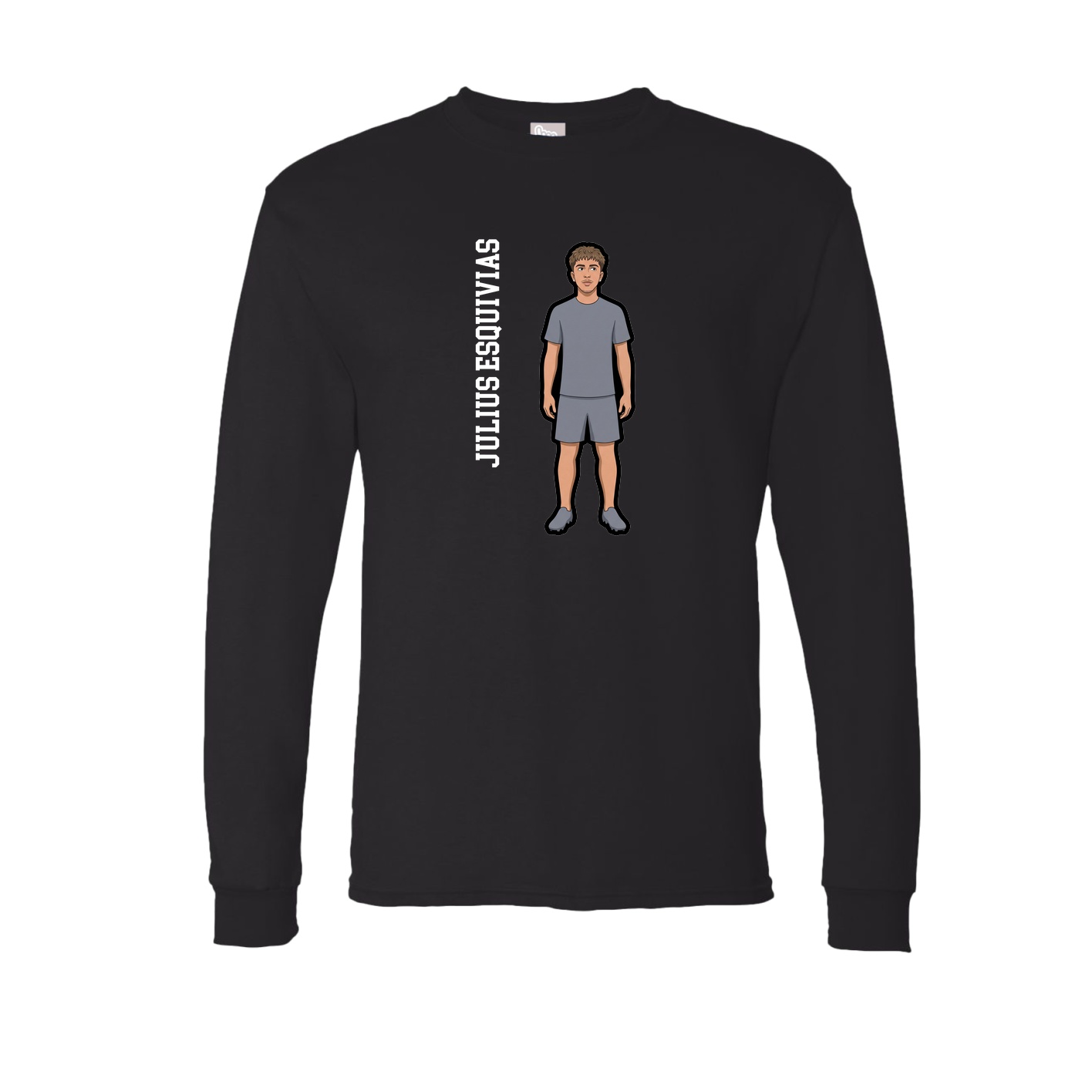 Long Sleeve Tee — Name Vertical in Black