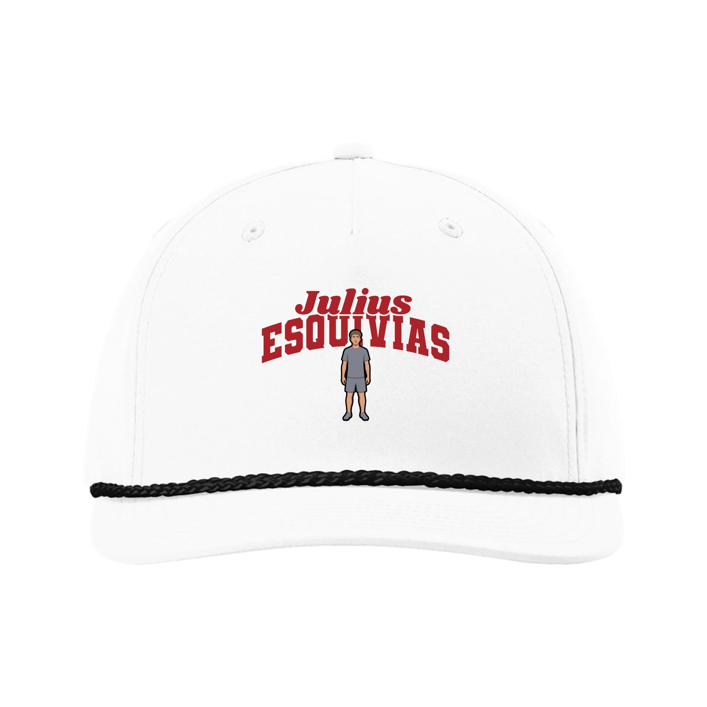 Five-Panel Classic Rope Cap — Signature Arch in White