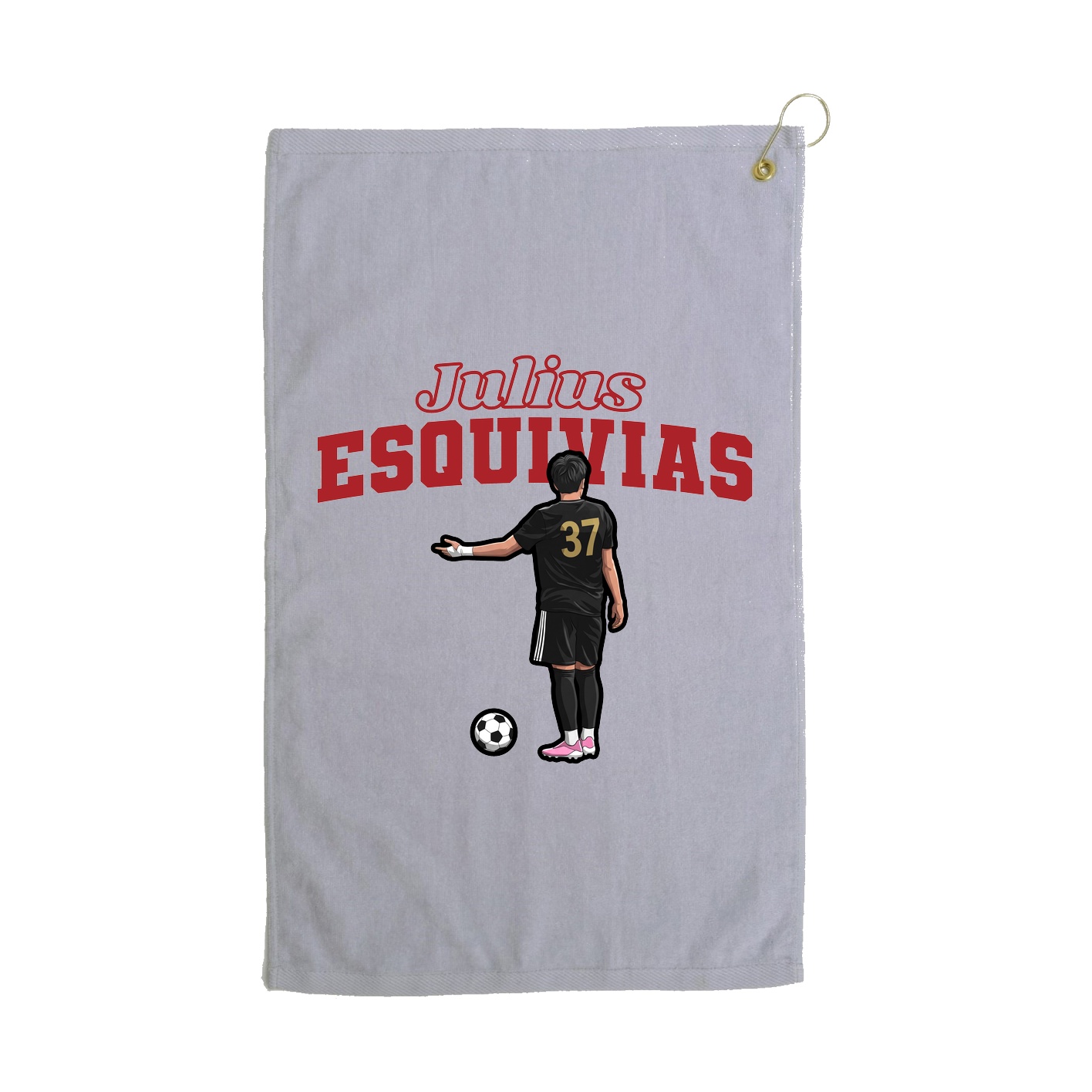 Golf Towel — Name Arch in Grey