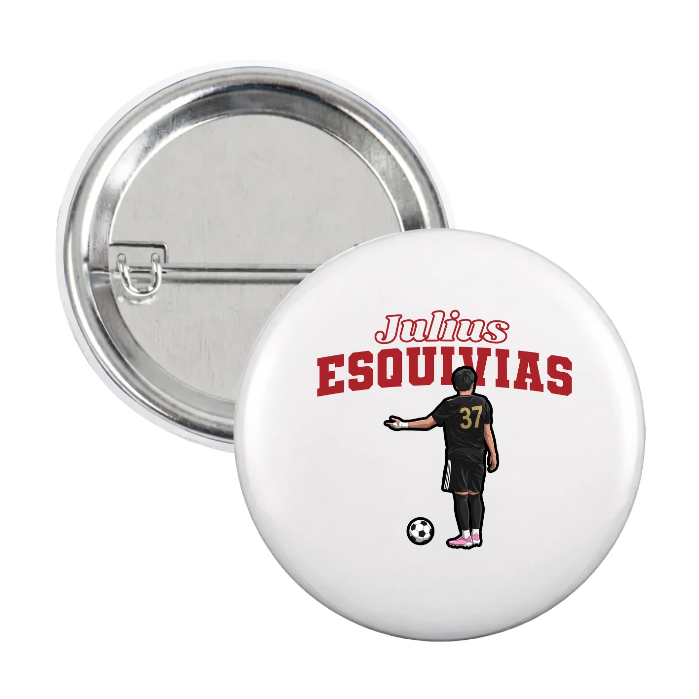 Game Day Button — Name Arch in White