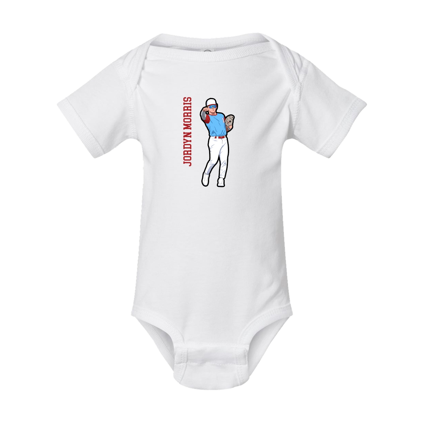 Baby Onesie — Name Vertical in White