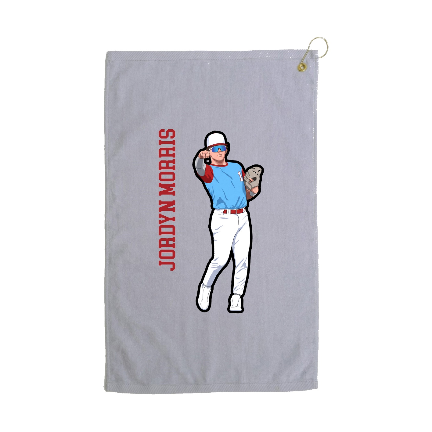 Golf Towel — Name Vertical in Grey