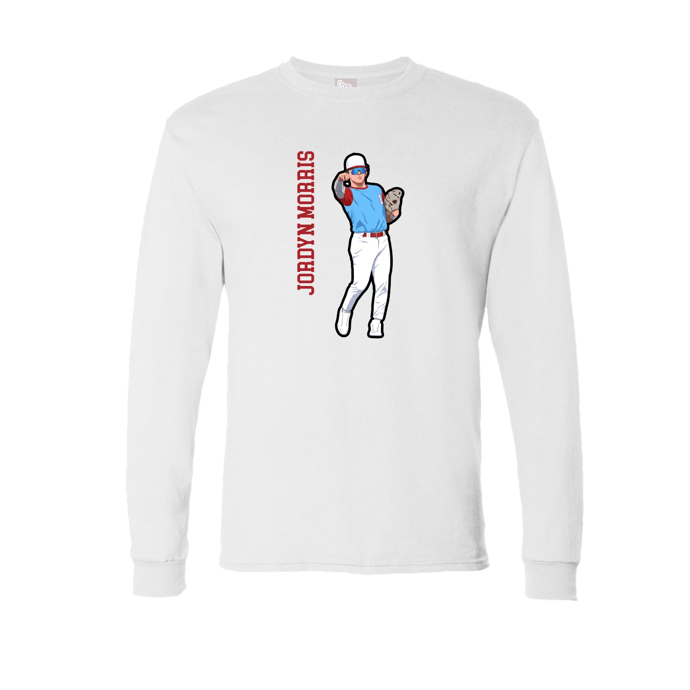 Long Sleeve Tee — Name Vertical in White