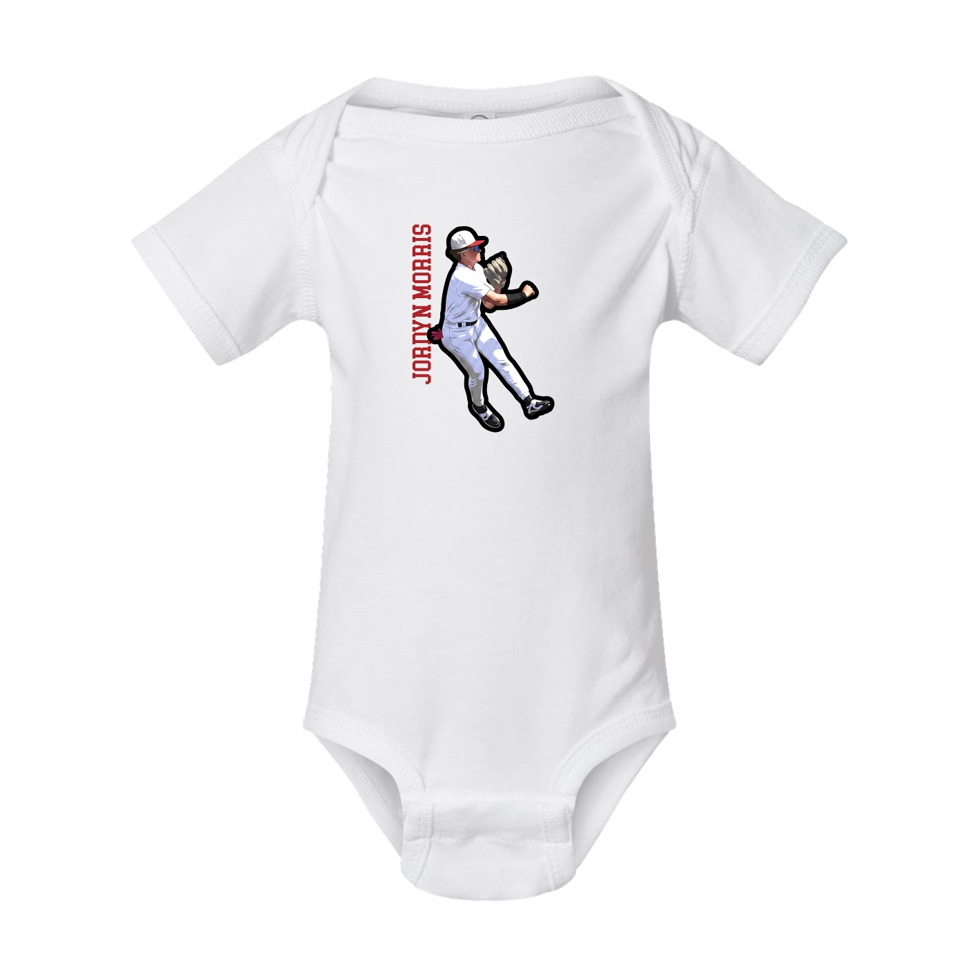 Baby Onesie — Name Vertical in White