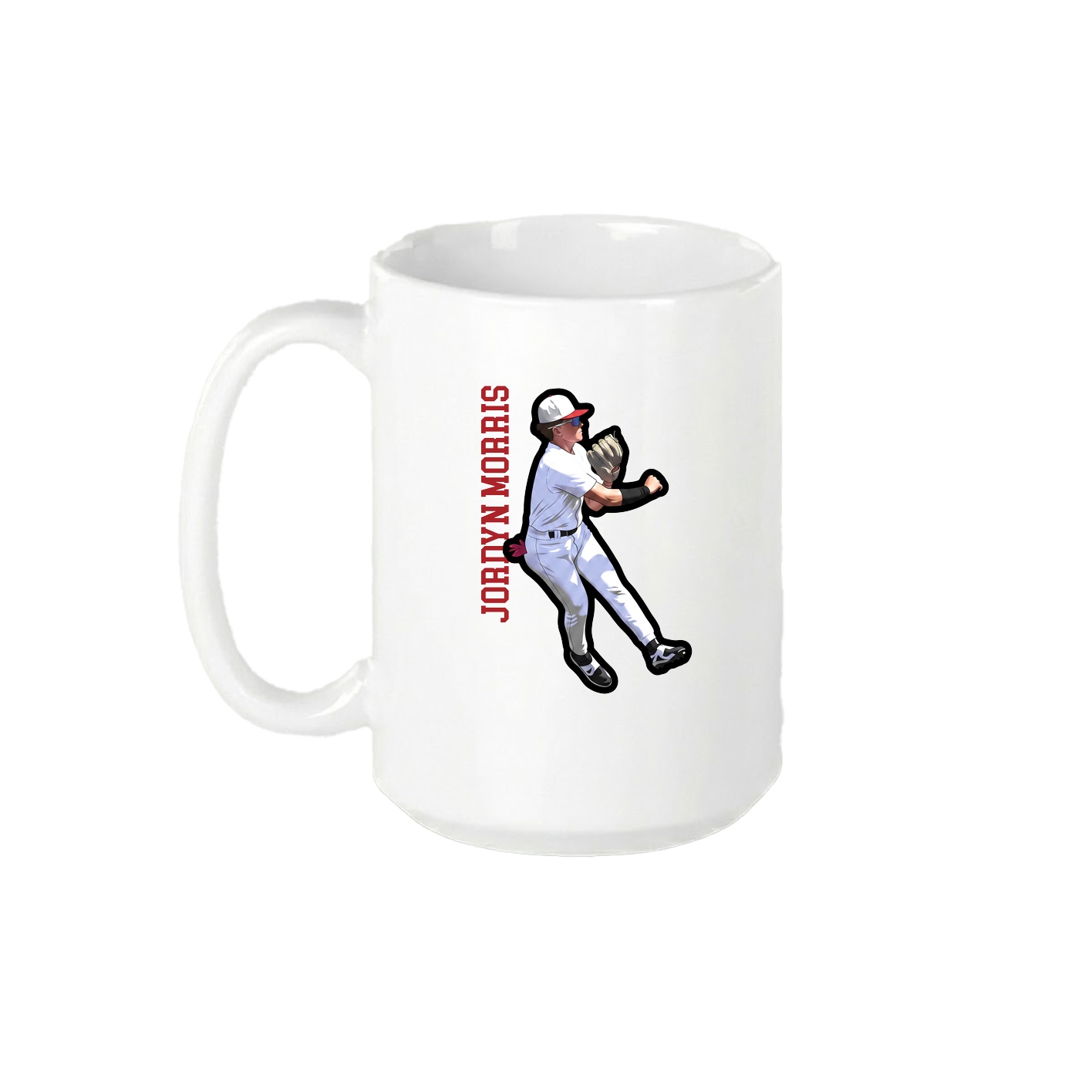 15oz Coffee Mug — Name Vertical in White