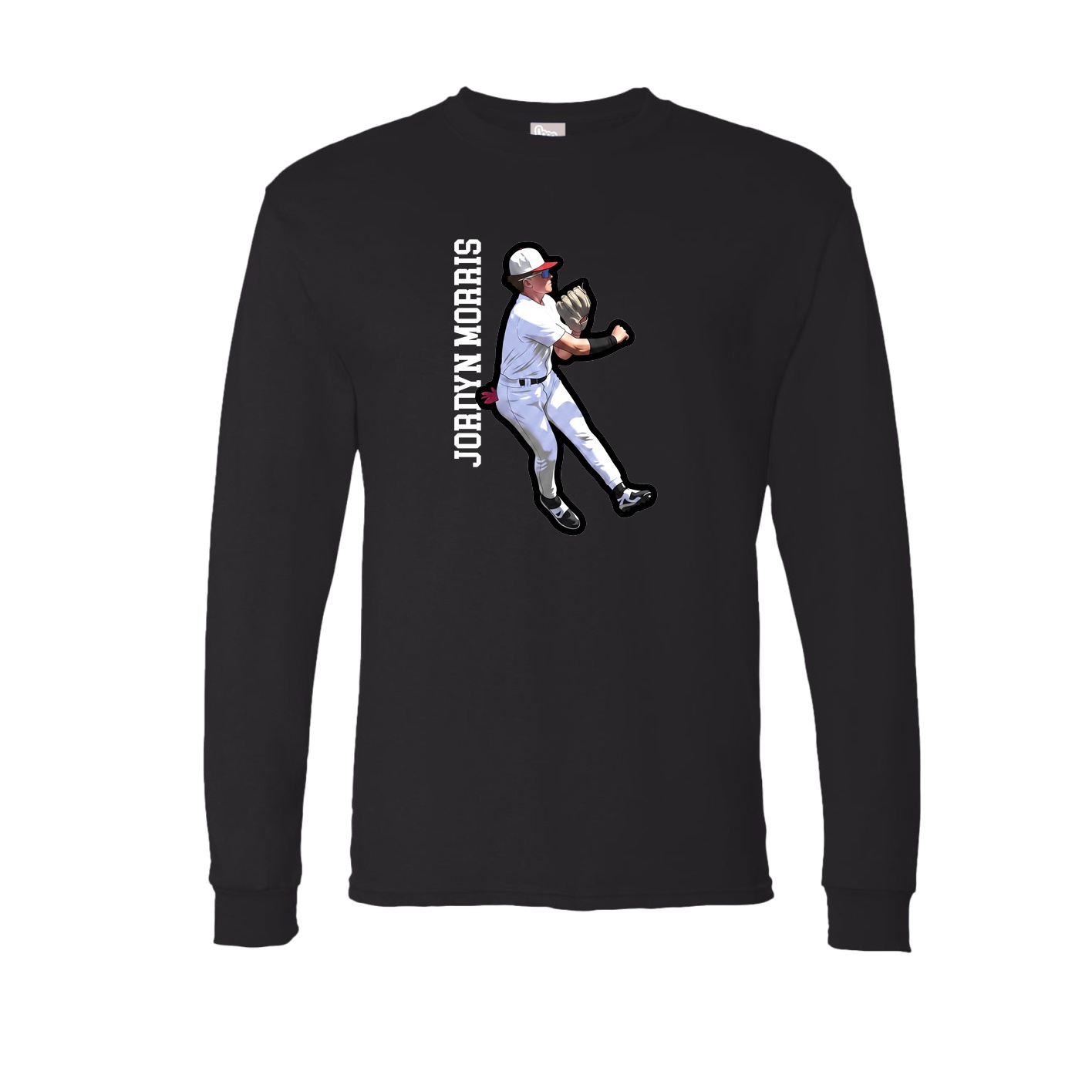 Long Sleeve Tee — Name Vertical in Black