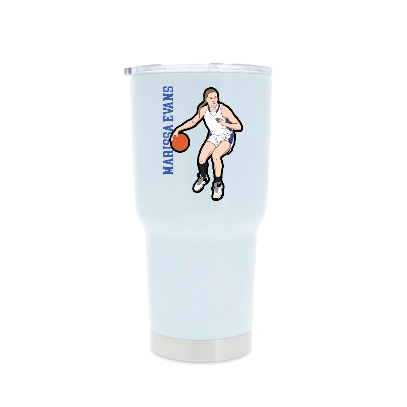 30oz Stainless Steel Tumbler — Name Vertical in White