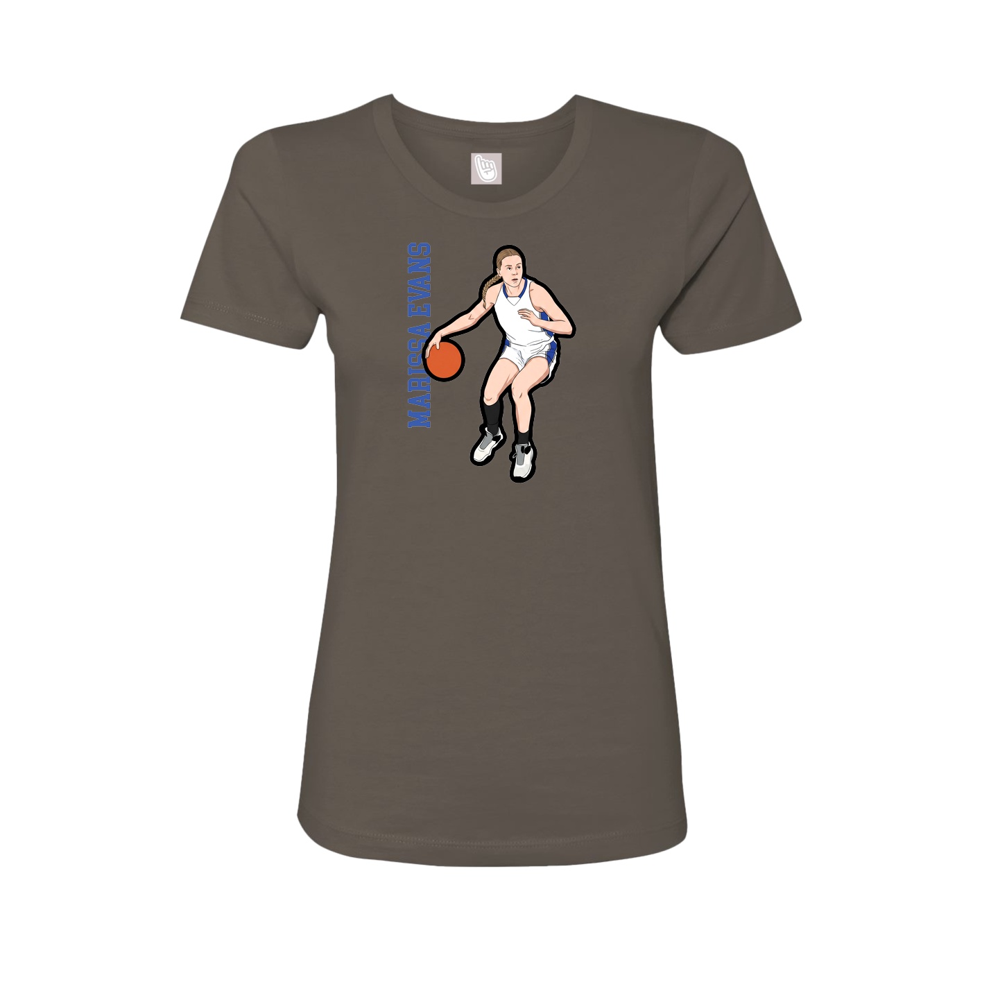 Fitted Women's Tee — Name Vertical in Grey