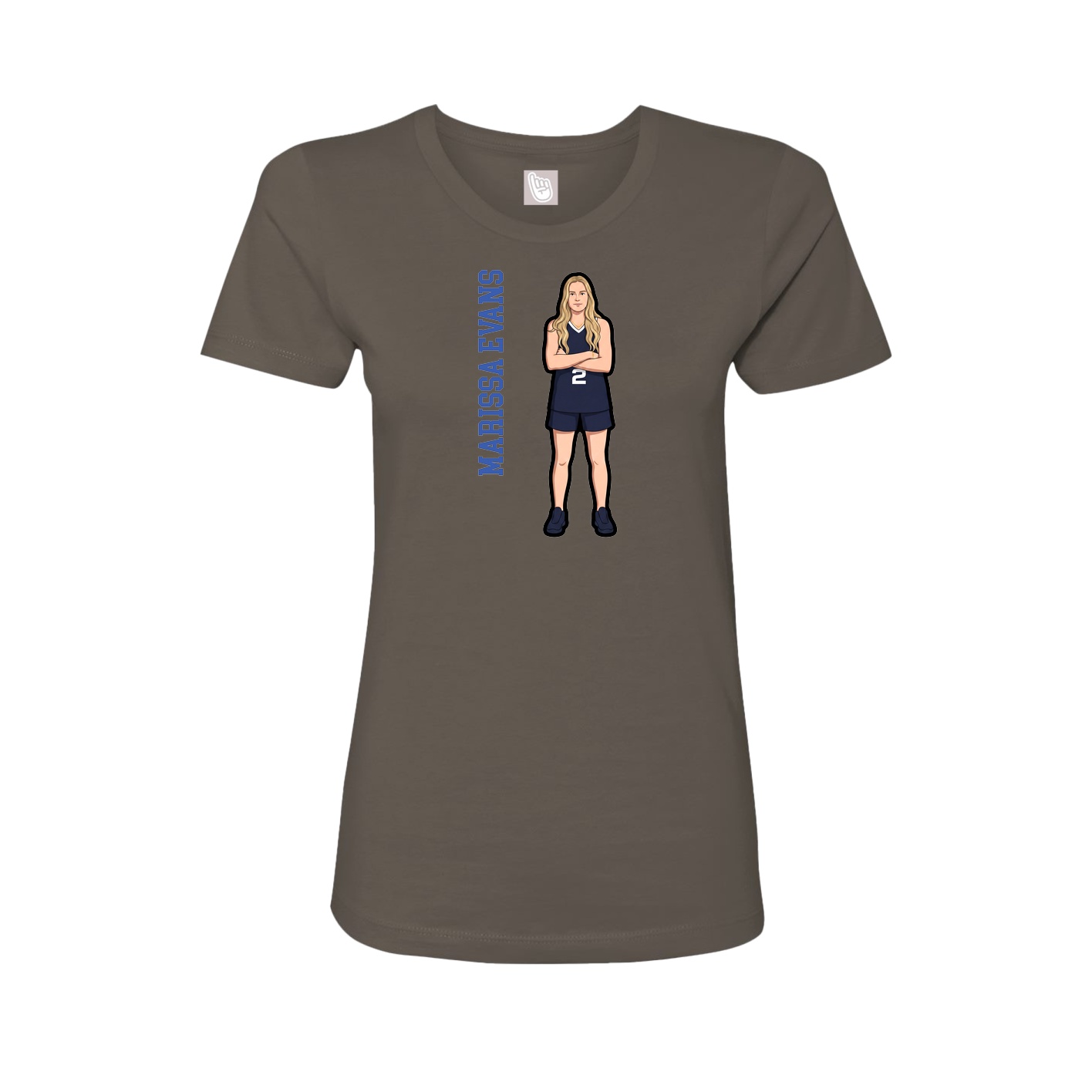 Womens Tee — Name Vertical in Grey