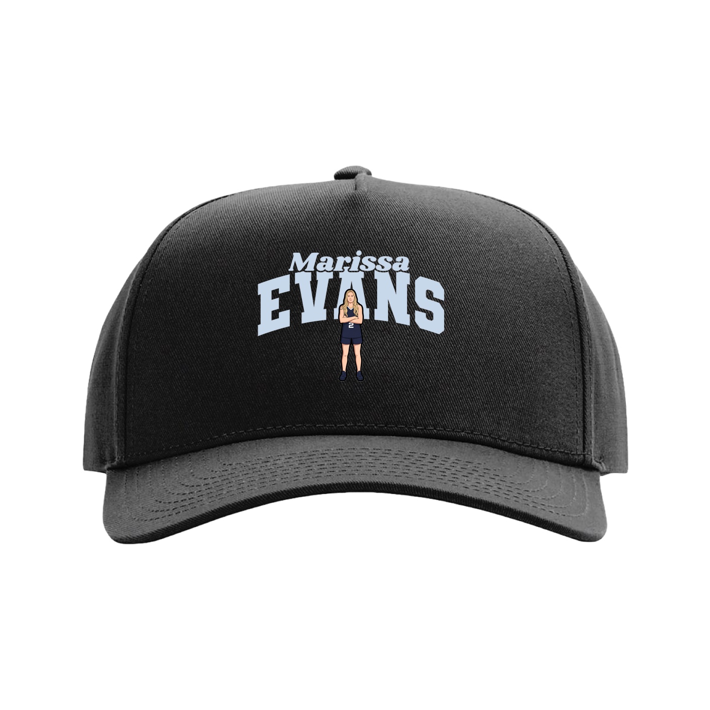 Full Fabric Five-Panel Champ Cap — Signature Arch in Black