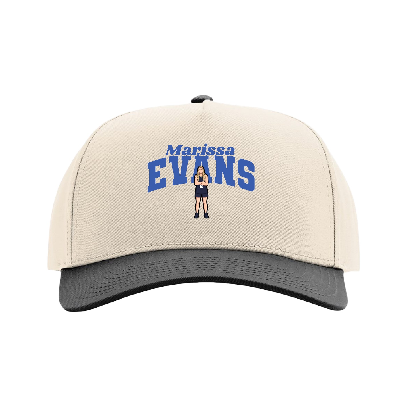 Full Fabric Five-Panel Champ Cap — Signature Arch in Cream/Black