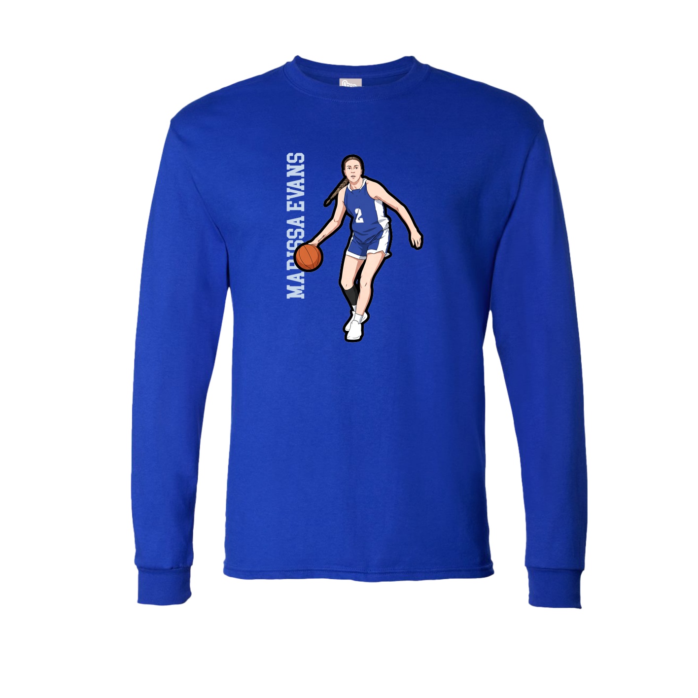 Long Sleeve Tee — Name Vertical in Royal