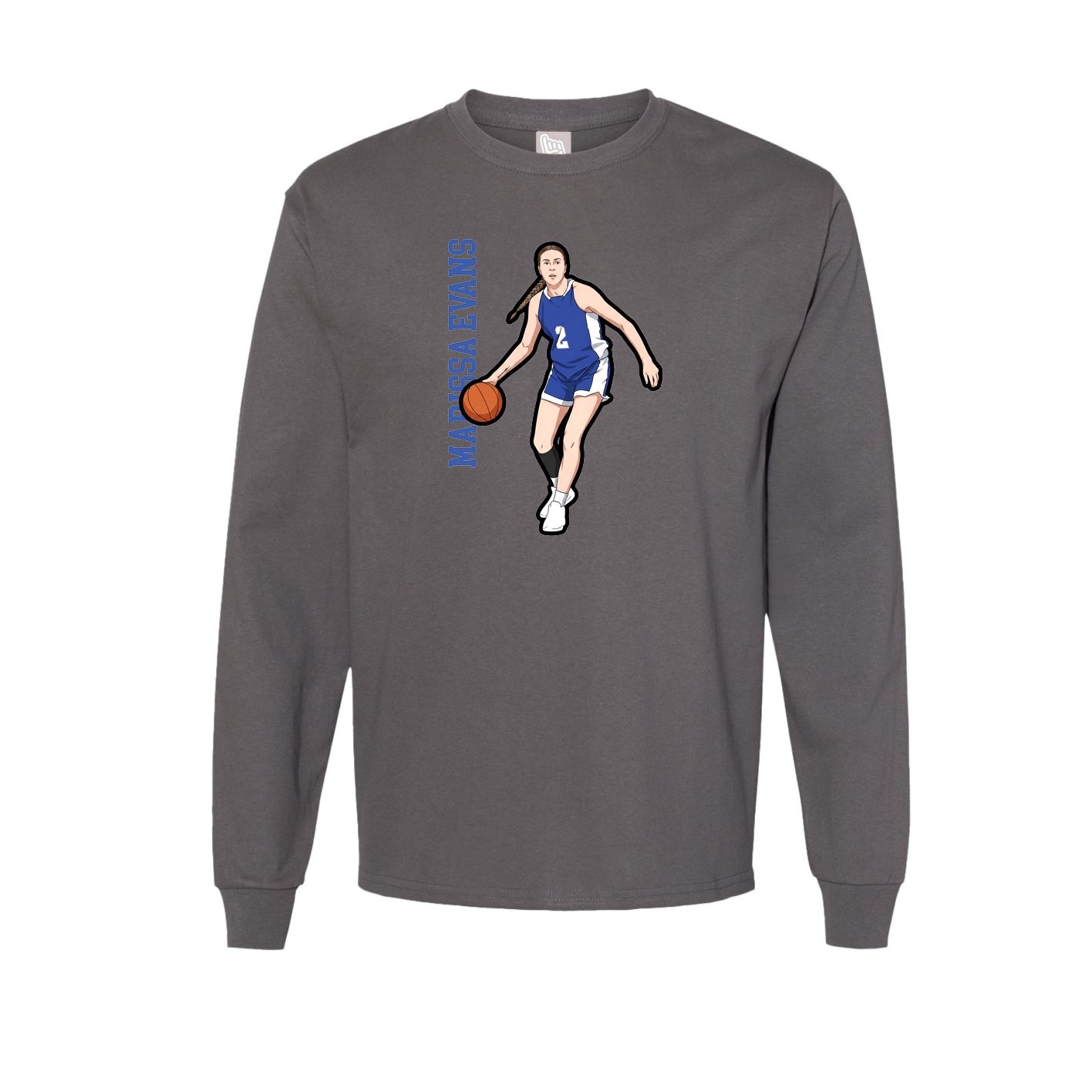 Long Sleeve Tee — Name Vertical in Grey