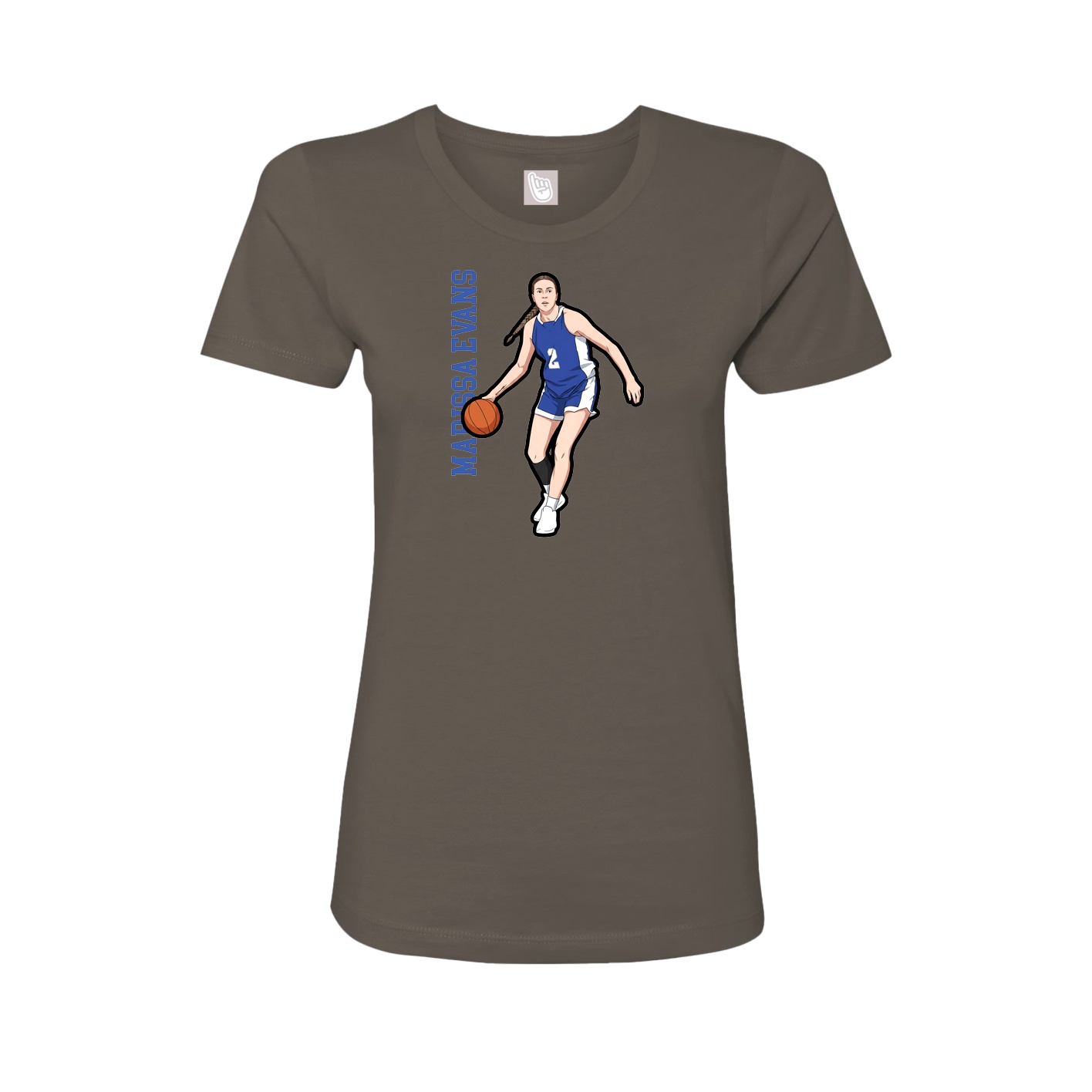 Fitted Women's Tee — Name Vertical in Grey