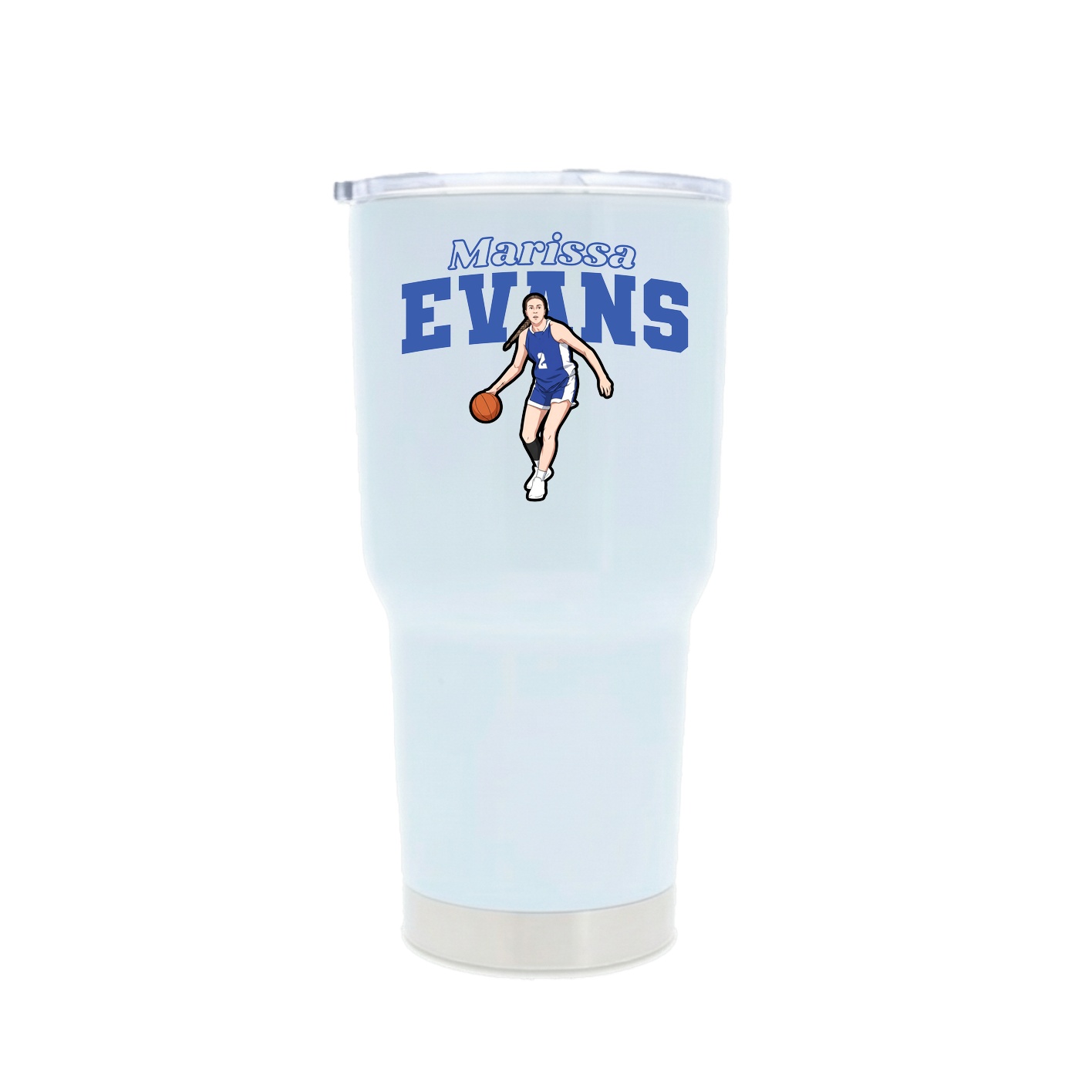 30oz Stainless Steel Tumbler — Name Arch in White