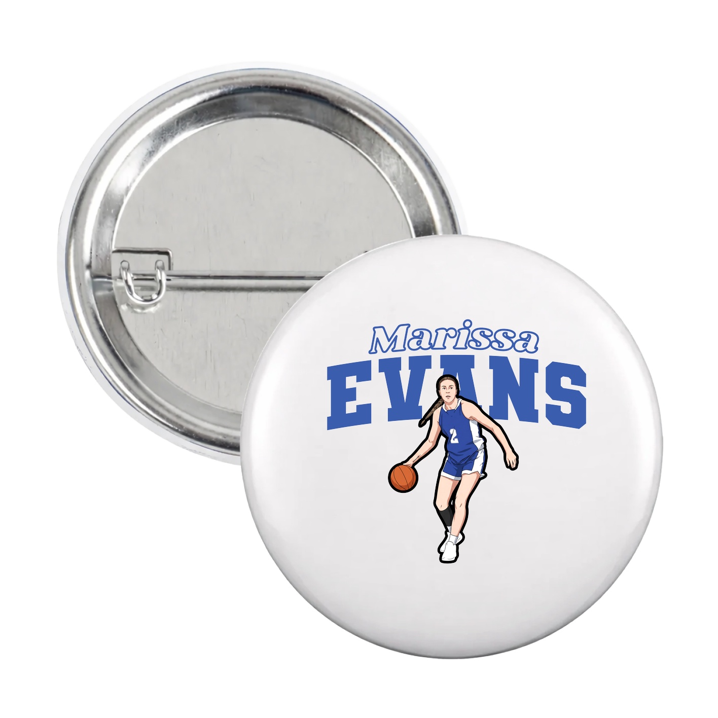 Game Day Button — Name Arch in White
