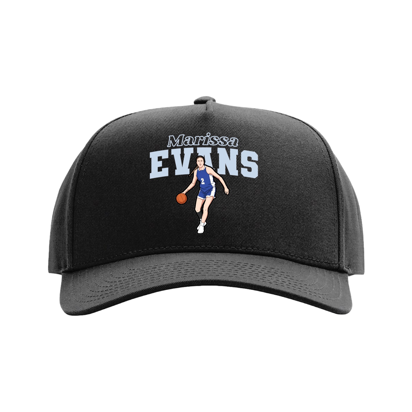 Full Fabric Five-Panel Champ Cap — Name Arch in Black