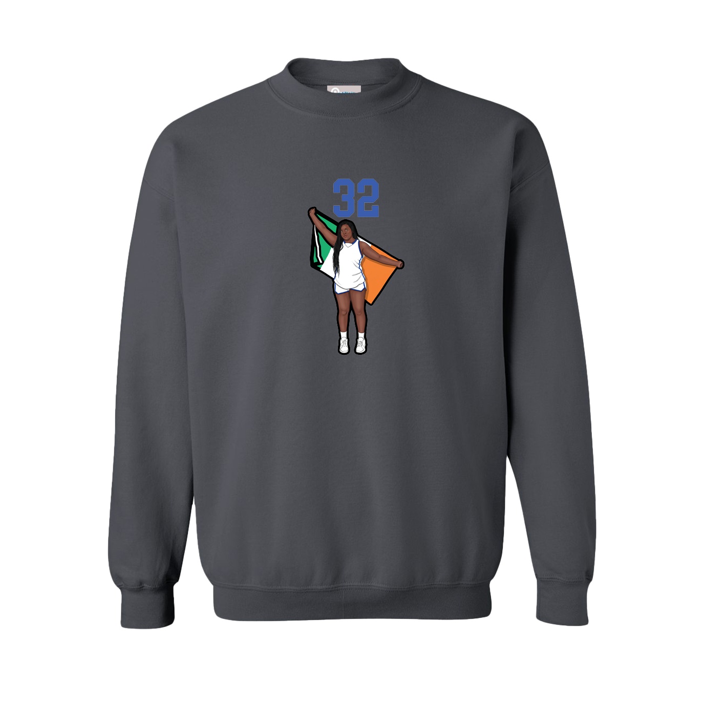 Fleece Crew — Number Top in Grey