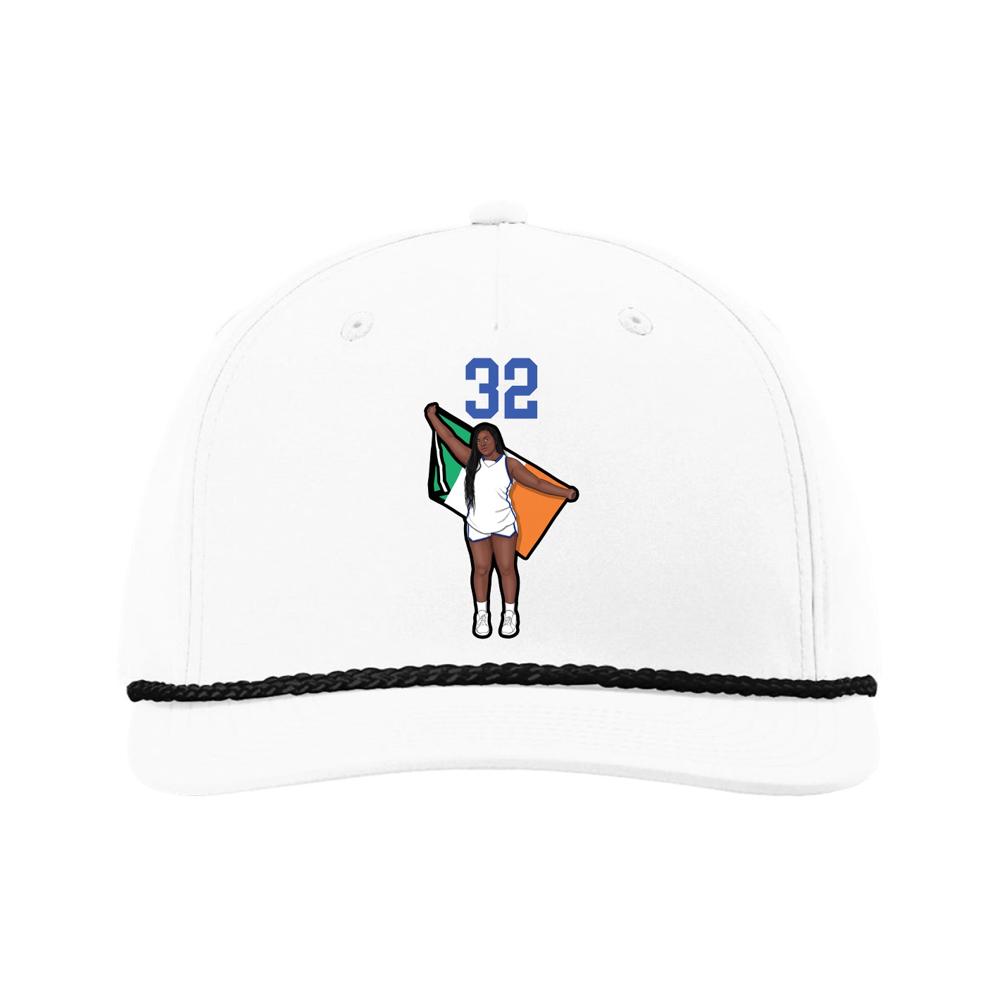 Five-Panel Classic Rope Cap — Number Top in White