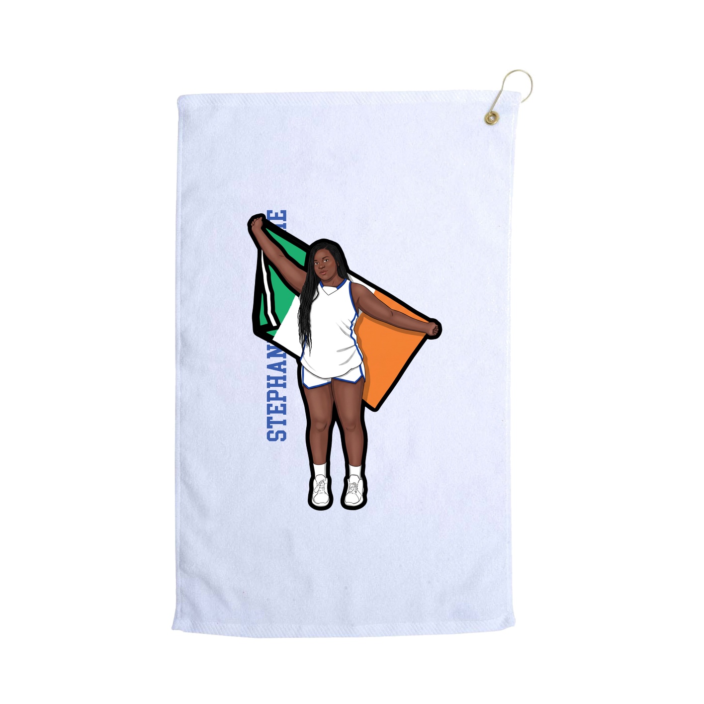 Golf Towel — Name Vertical in White