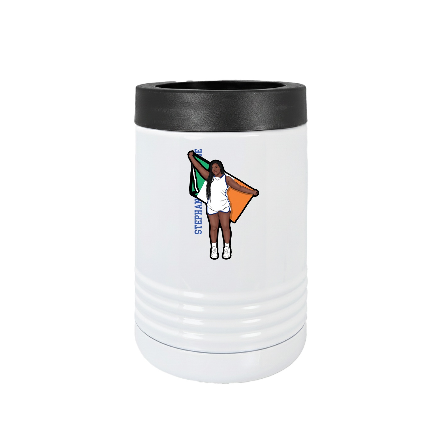 Beverage Holder — Name Vertical in White