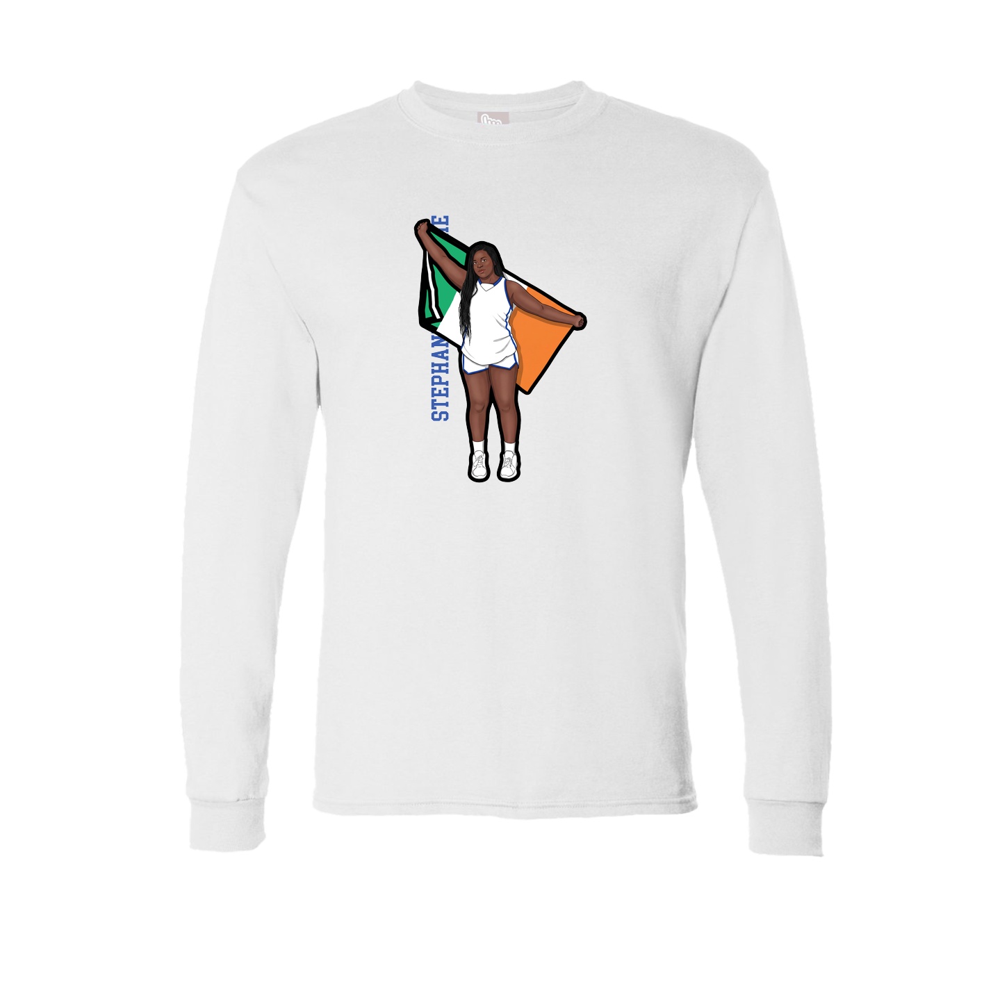 Long Sleeve Tee — Name Vertical in White