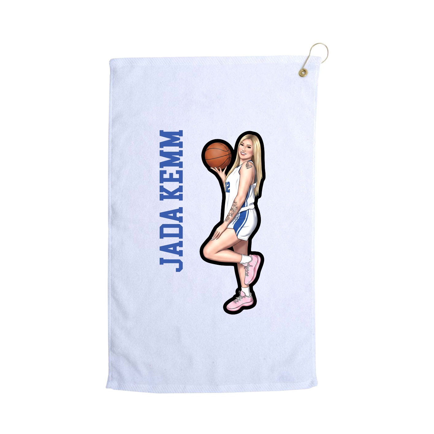 Golf Towel — Name Vertical in White