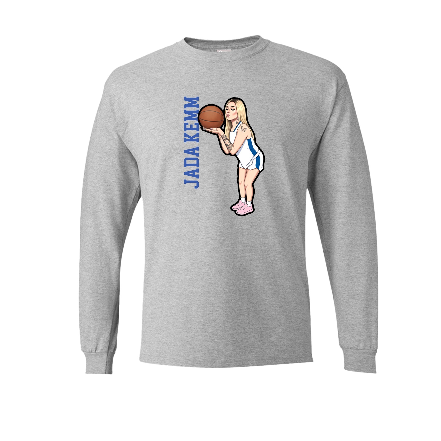 Long Sleeve Tee — Name Vertical in Grey
