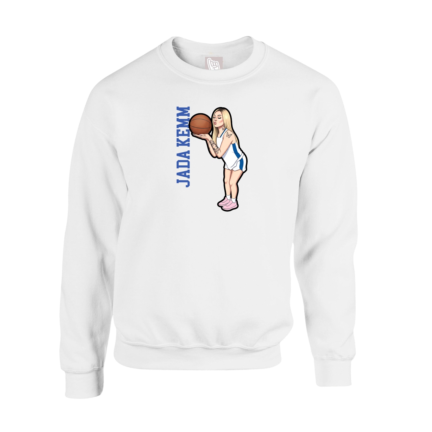 Fleece Crew — Name Vertical in White