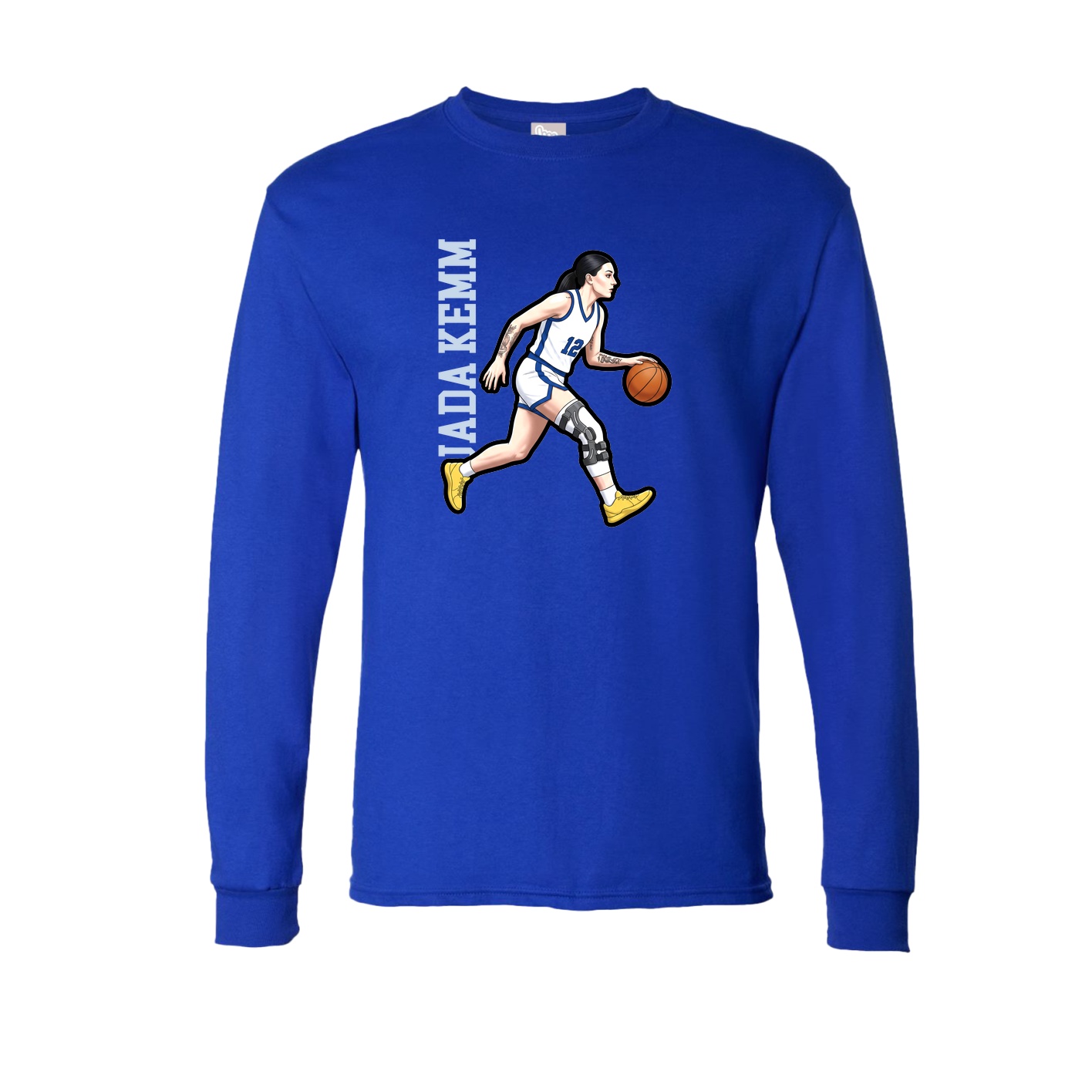 Long Sleeve Tee — Name Vertical in Royal