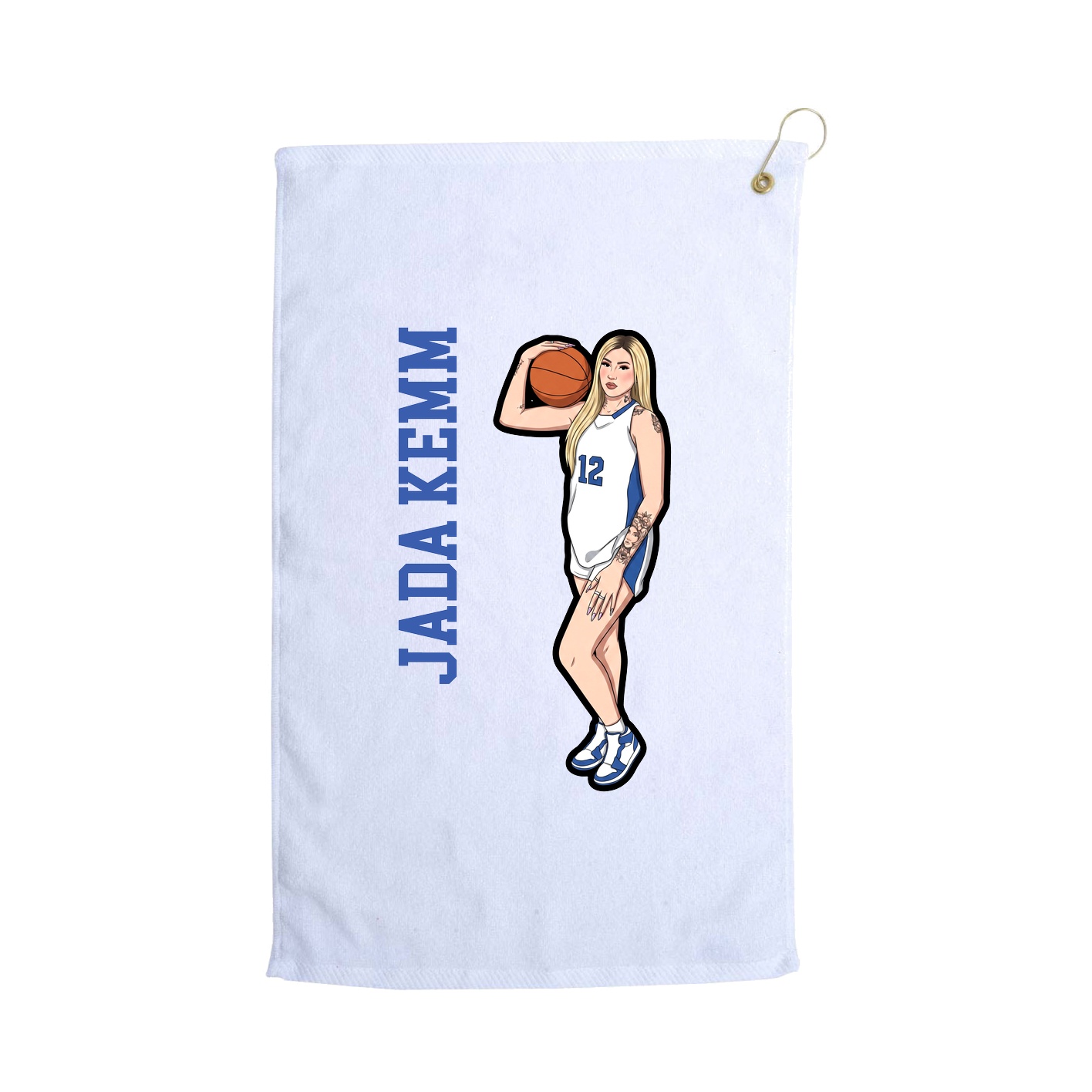 Golf Towel — Name Vertical in White