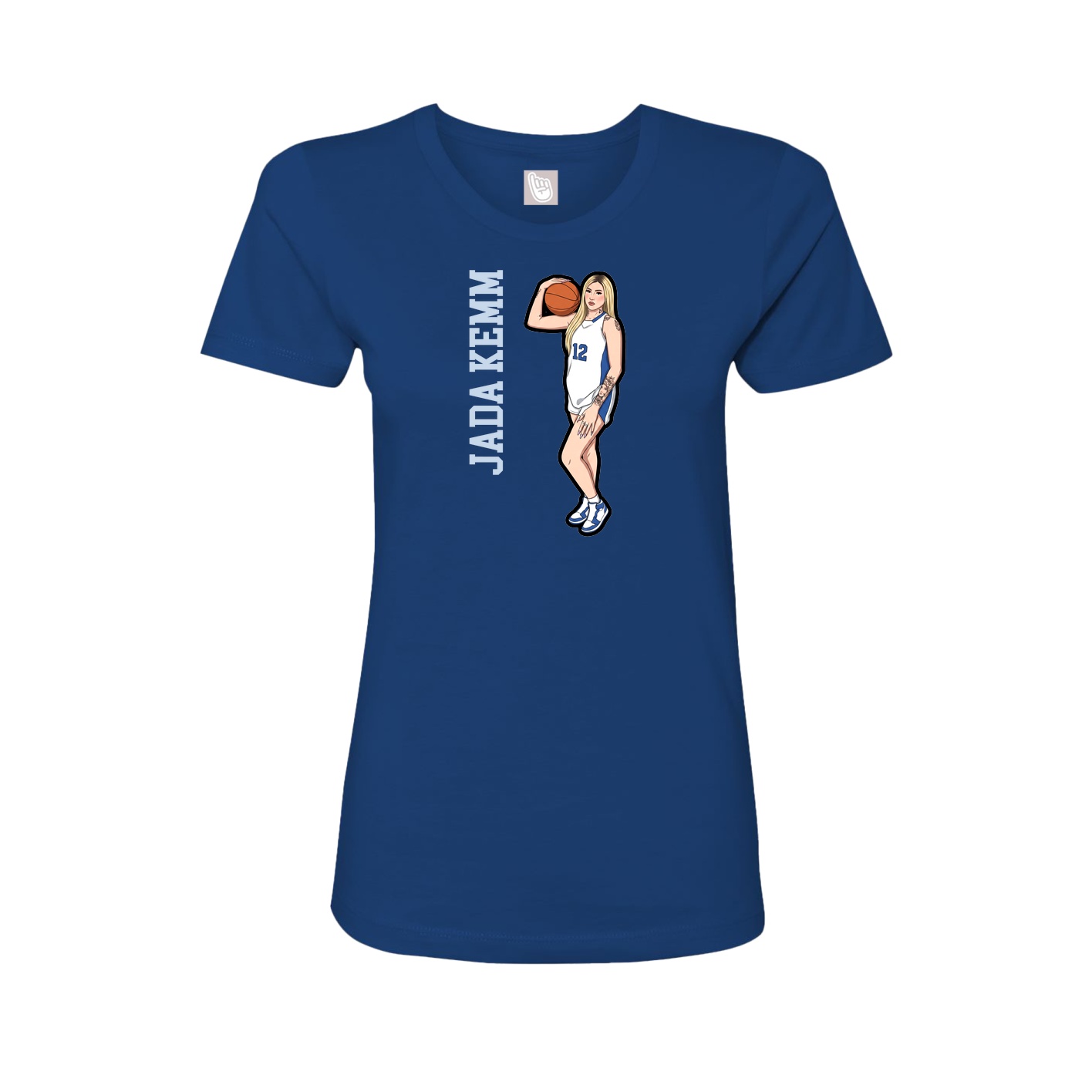Womens Tee — Name Vertical in Royal