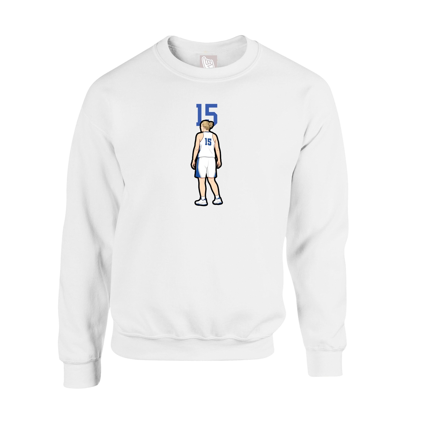 Fleece Crew — Number Top in White