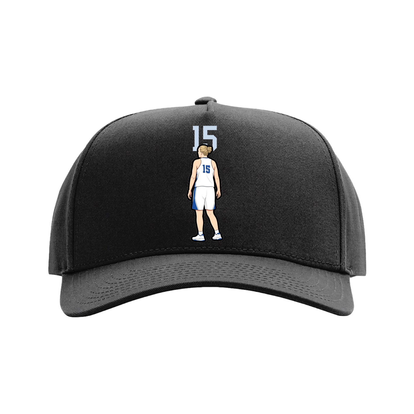 Full Fabric Five-Panel Champ Cap — Number Top in Black