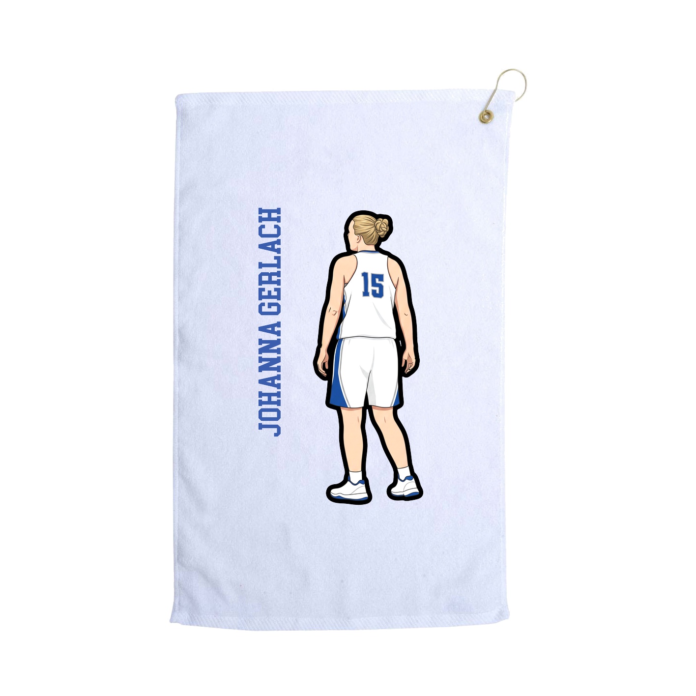 Golf Towel — Name Vertical in White