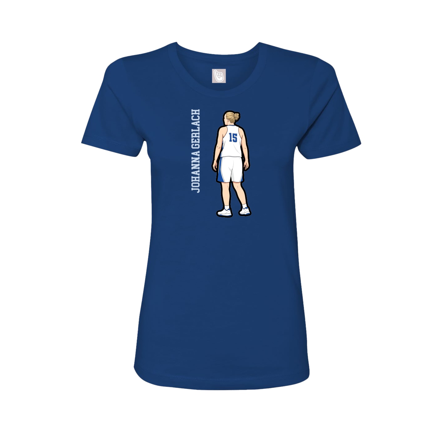 Fitted Women's Tee — Name Vertical in Royal