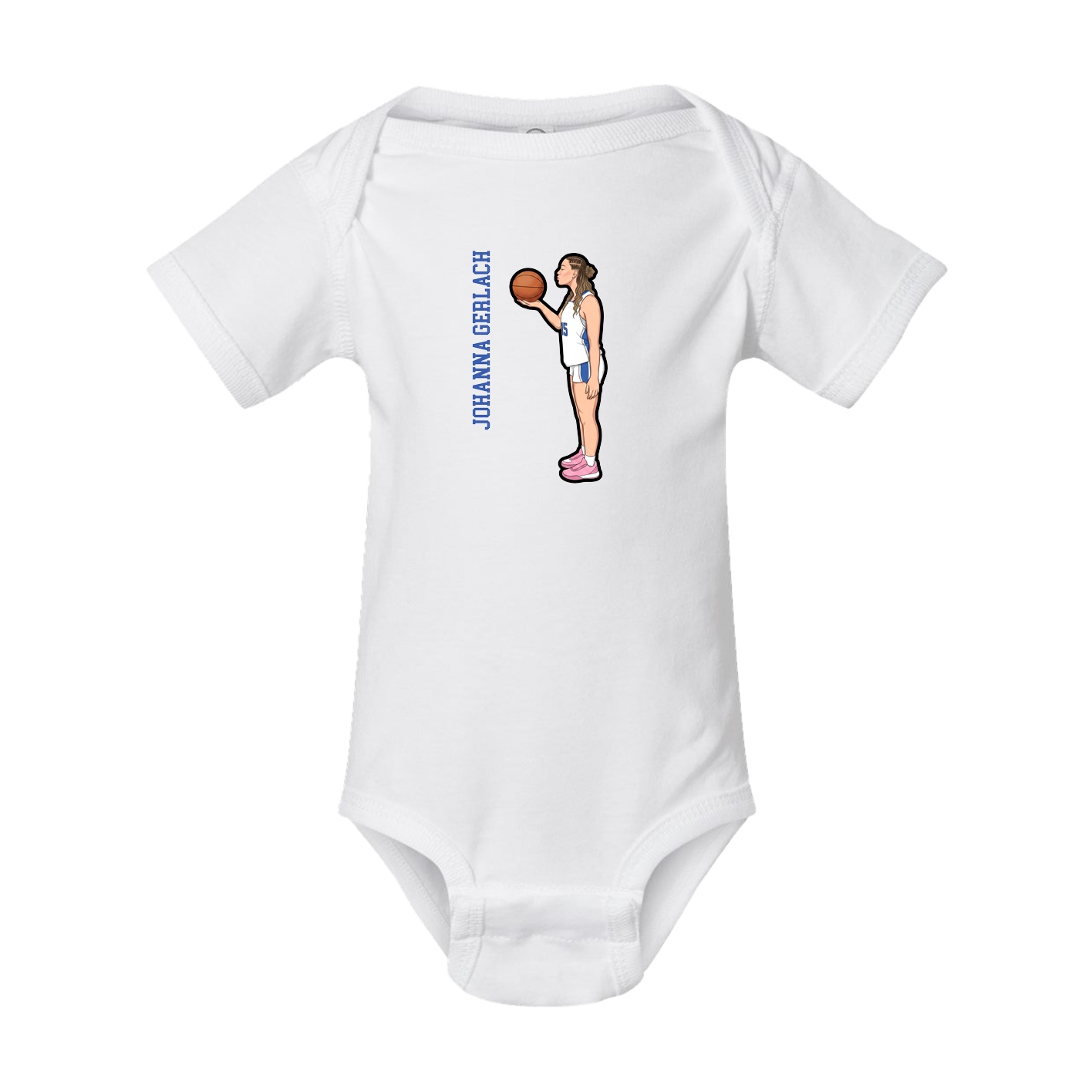 Baby Onesie — Name Vertical in White