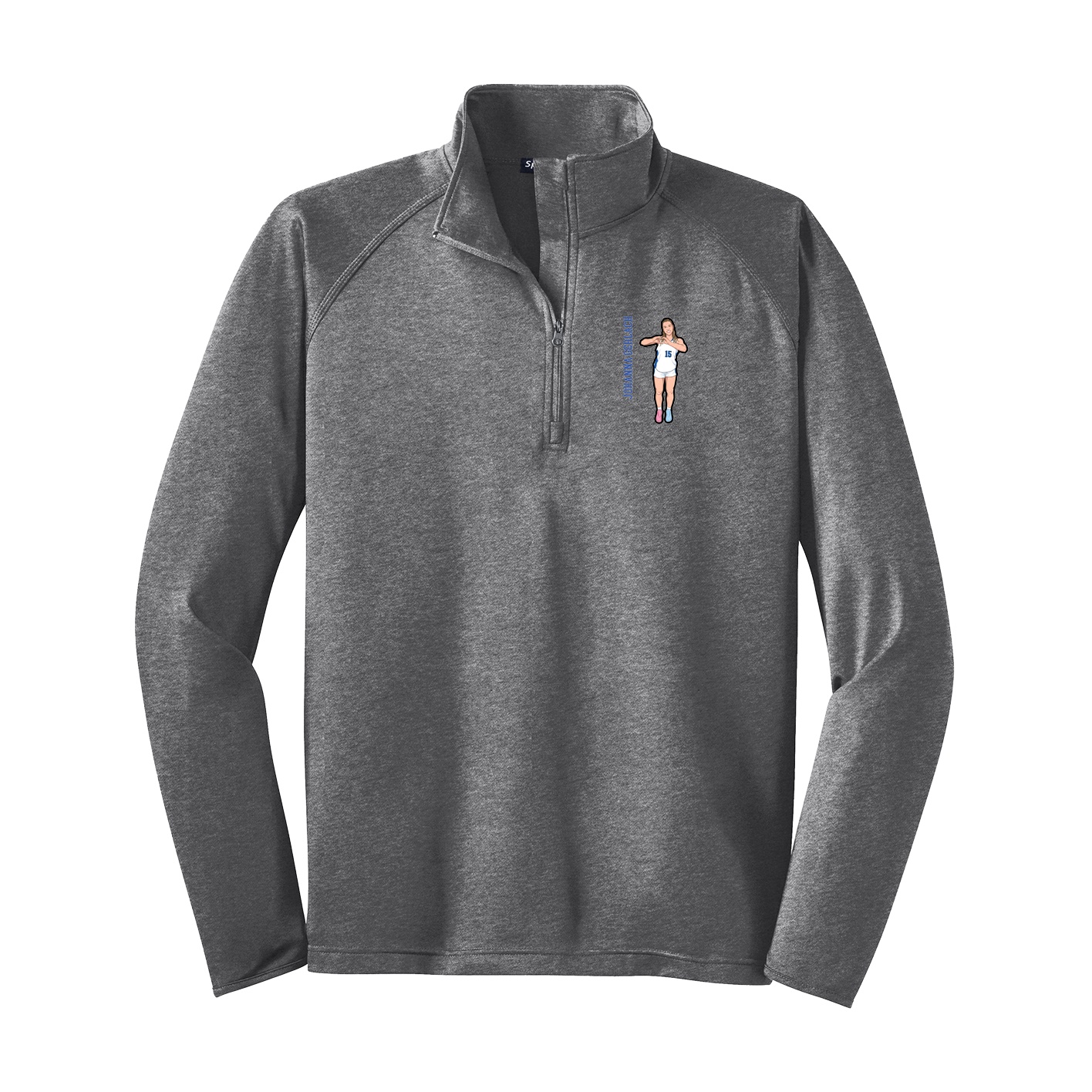 Q-Zip Pullover — Name Vertical in Grey