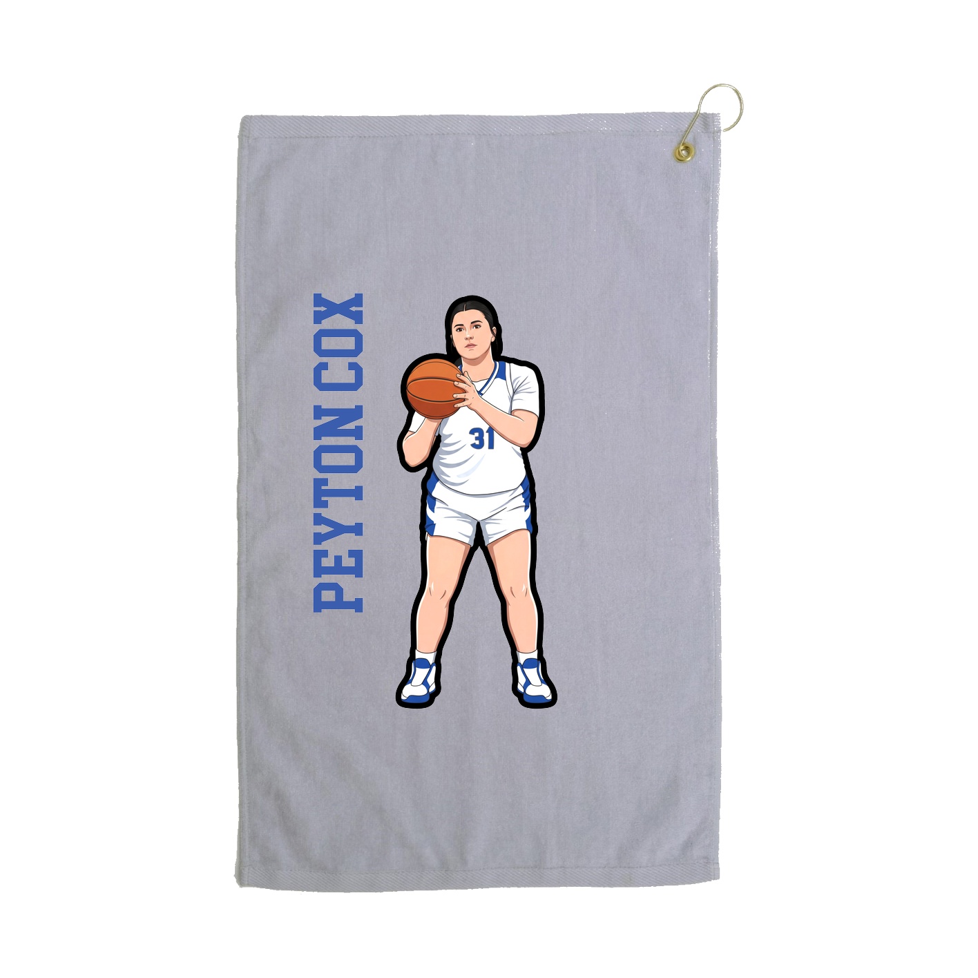 Golf Towel — Name Vertical in Grey