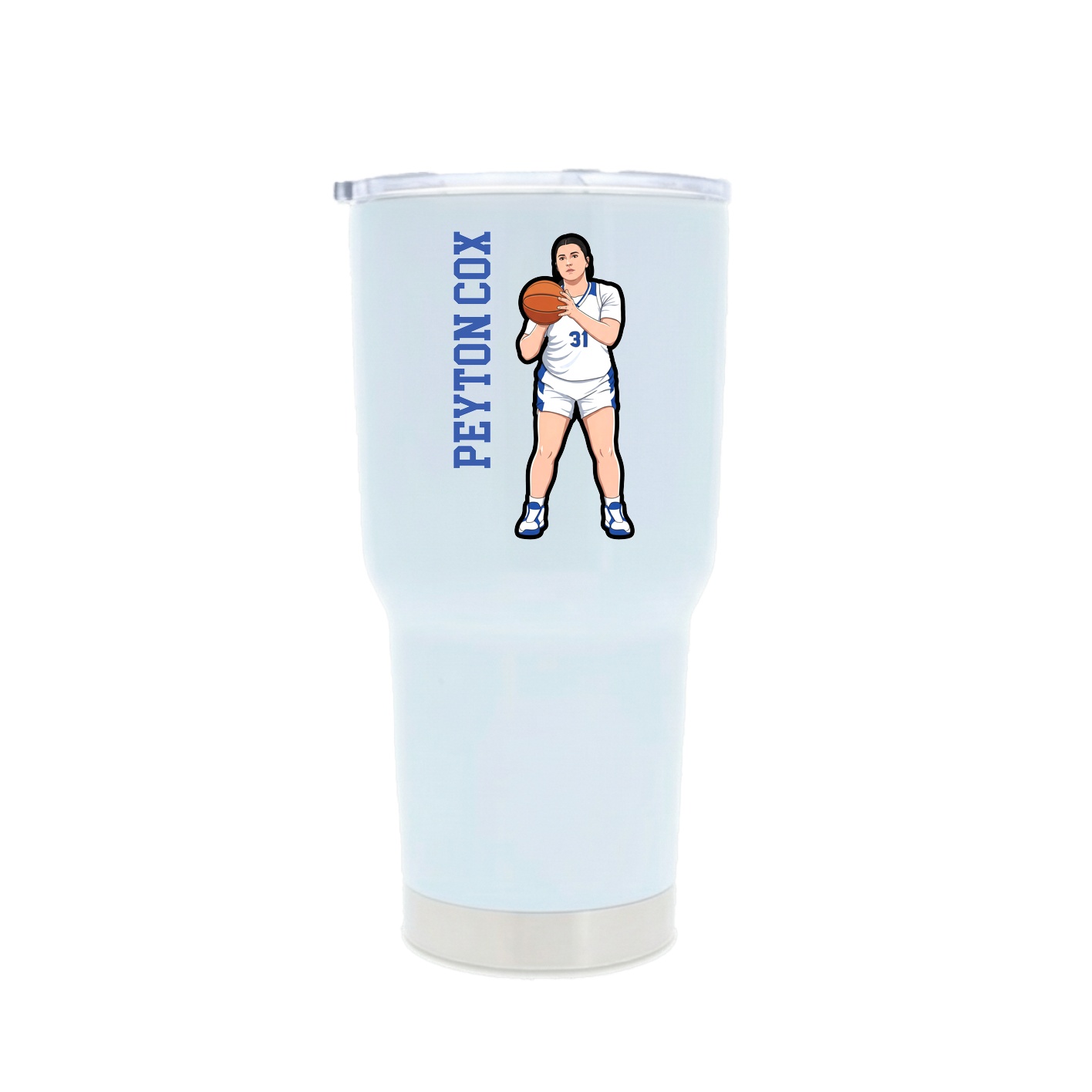 30oz Stainless Steel Tumbler — Name Vertical in White