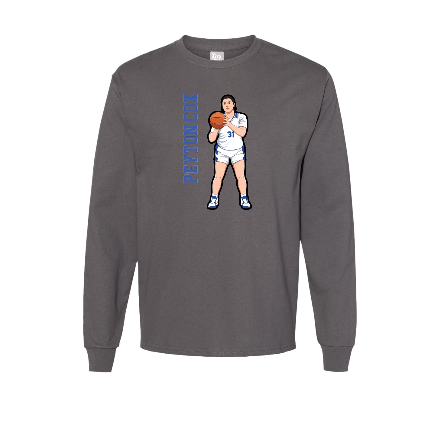 Long Sleeve Tee — Name Vertical in Grey
