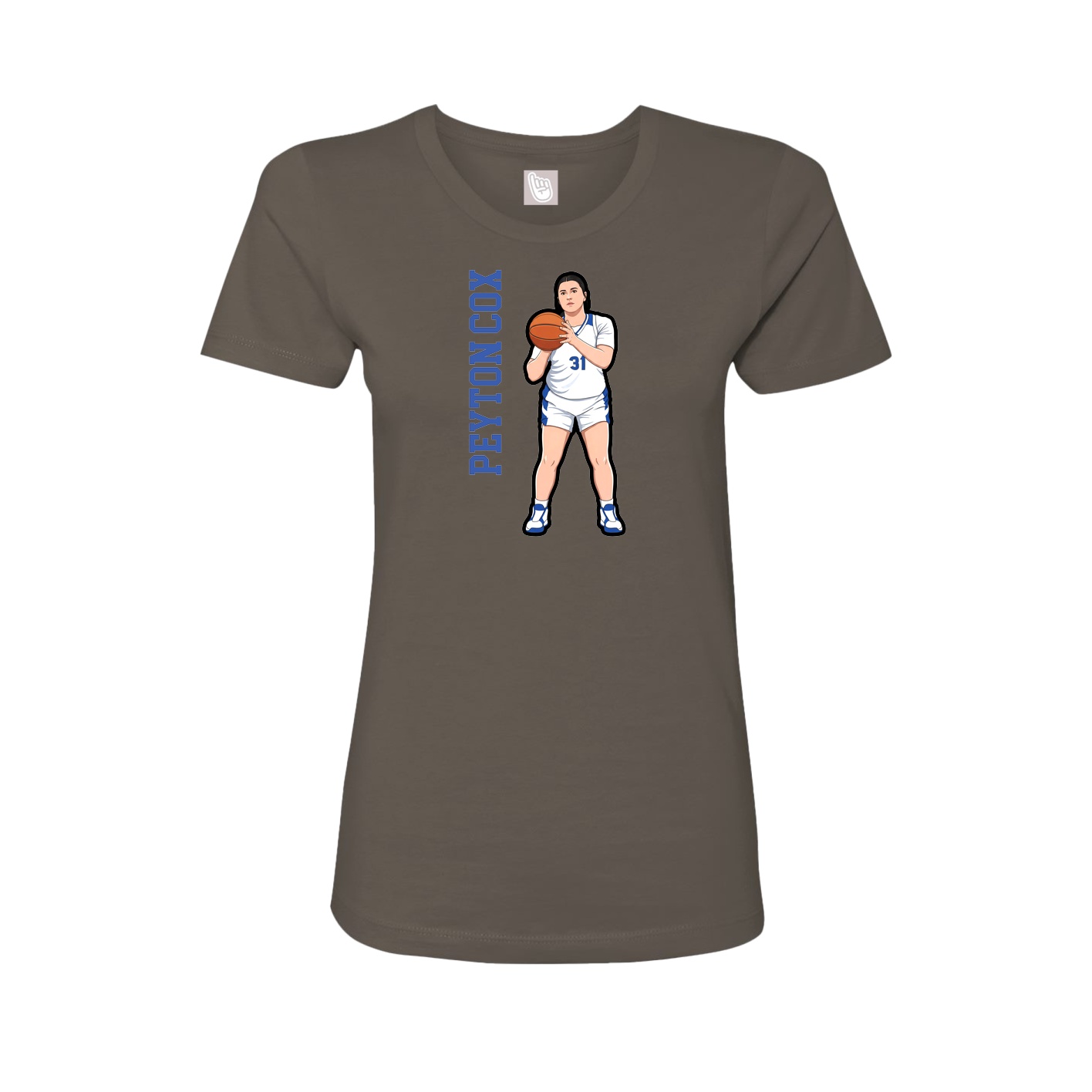 Womens Tee — Name Vertical in Grey