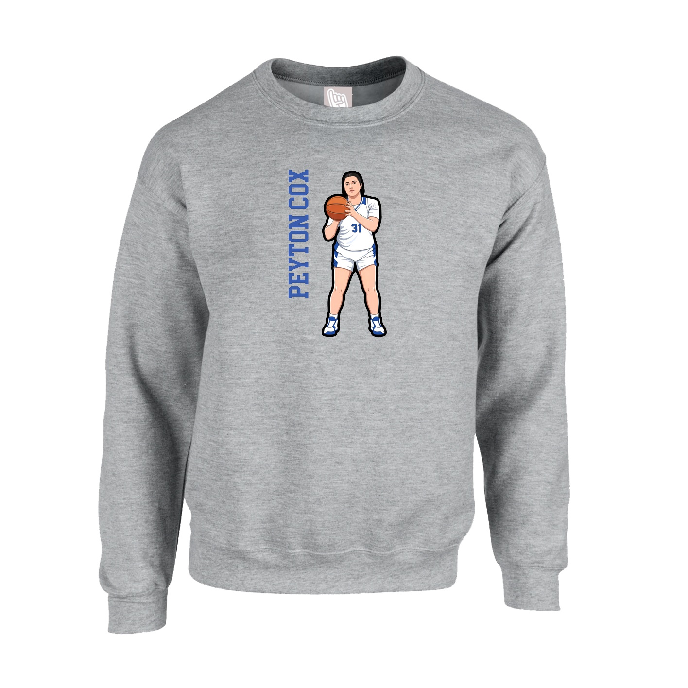 Fleece Crew — Name Vertical in Grey