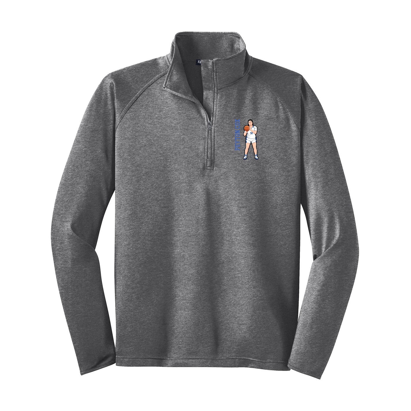 Q-Zip Pullover — Name Vertical in Grey