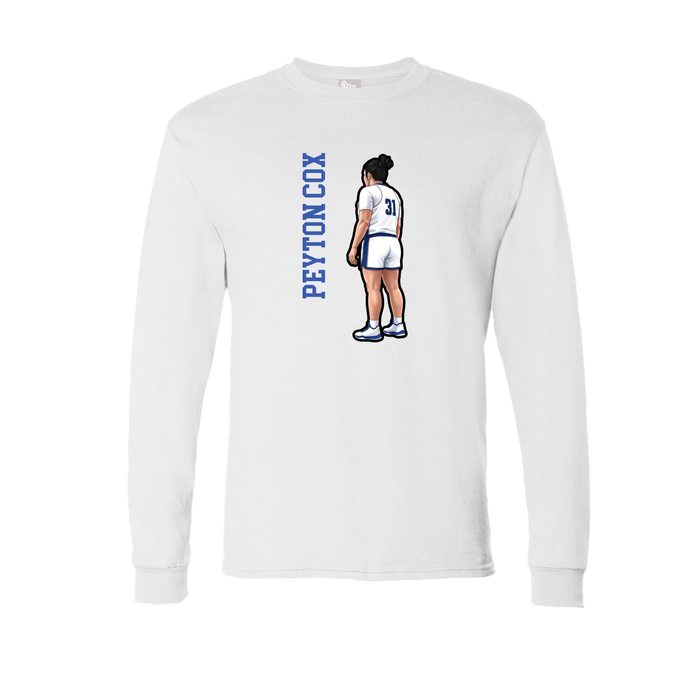 Long Sleeve Tee — Name Vertical in White