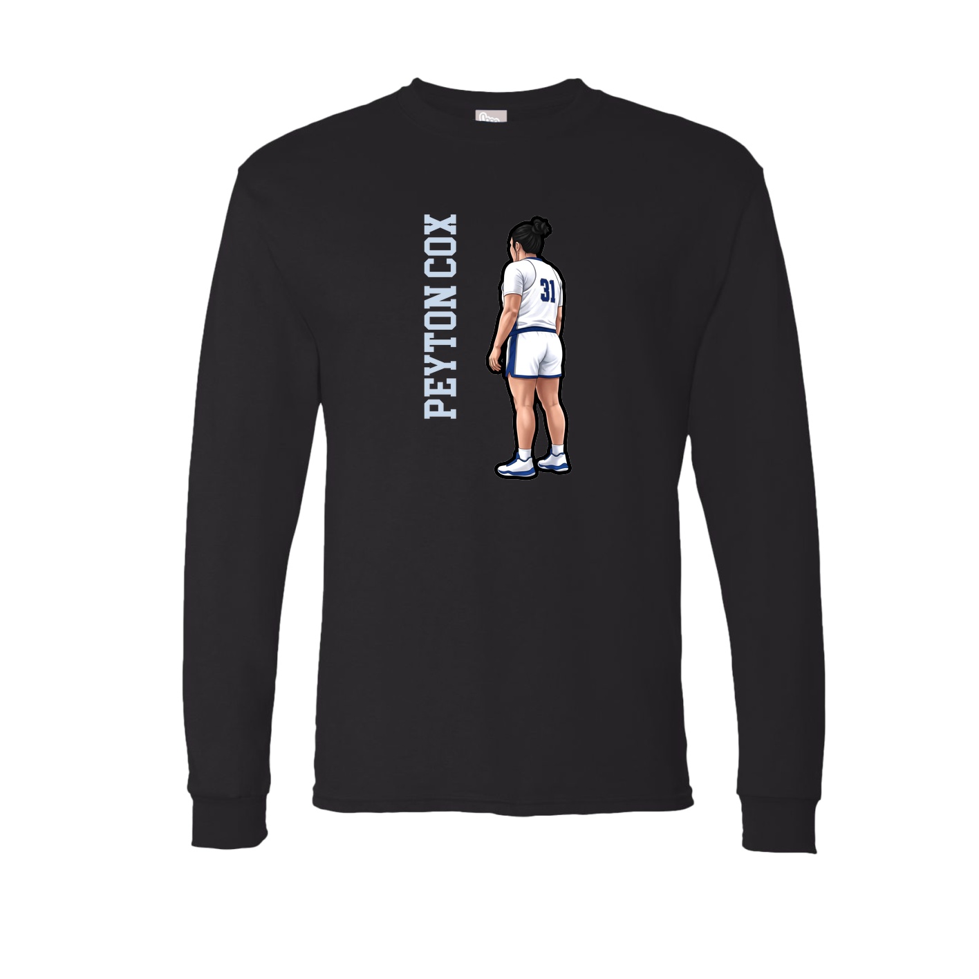 Long Sleeve Tee — Name Vertical in Black