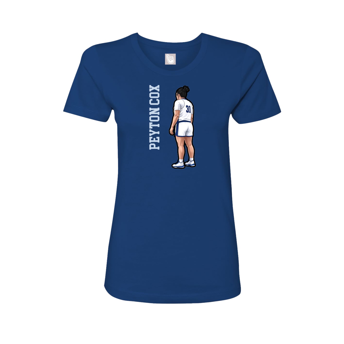 Fitted Women's Tee — Name Vertical in Royal